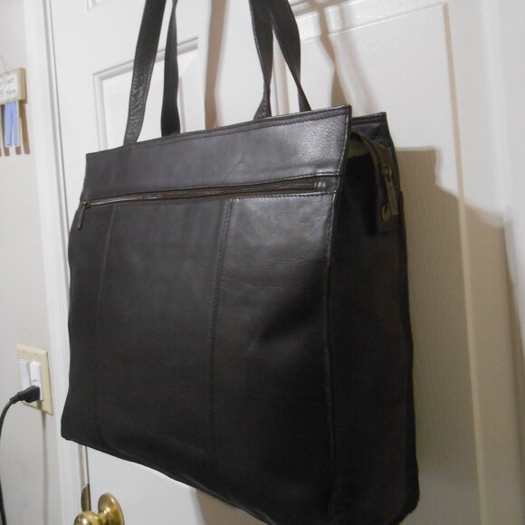 Graffco Genuine Leather unisex Brown Briefcase Document Case travel Laptop Bag